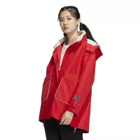 adidasLogo字母微标长袖连帽夹克外套 女款 浅猩红 新年推荐 HZ2995