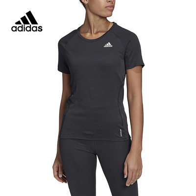 adidas Adi Runner Tee 跑步运动服装 女款 黑色 FM7641