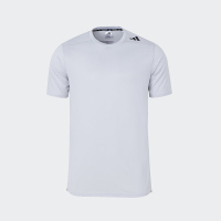 adidas 纯色Logo标识运动健身短袖T恤 男款 符点灰 IB9092