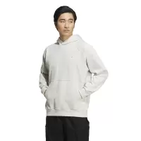 adidas 纯色印花Logo连帽套头长袖卫衣 男款 白色 HN8997