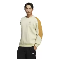 adidas Logo印花休闲运动长袖卫衣 男款 黄色 HN9023