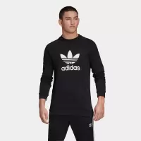 adidas originals 男子 logo卫衣 男款 黑 CW1235