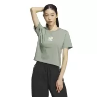 adidas originals Od Tee 1 卡通图案印花圆领运动短袖T恤 女款 银灰绿 IK8612