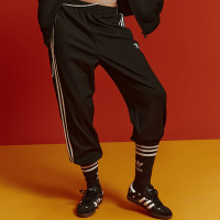 Adidas三叶草 男子 中国红经典三条纹运动直筒长裤IS1677