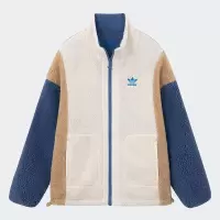 adidas 阿迪达斯三叶草男女同款保暖运动休闲双面穿仿羊羔绒棉衣 IY5386