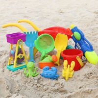海业 儿童沙滩玩具套装豪华大号宝宝戏水玩具车挖沙玩沙铲子沙漏决明子11件套