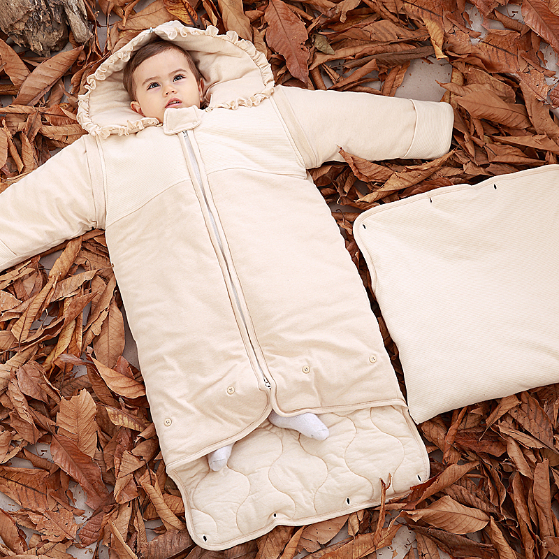 安哆啦贝比 婴幼儿睡袋彩棉加厚加长款 大童宝宝防踢被睡袋儿童 冬 #A8018