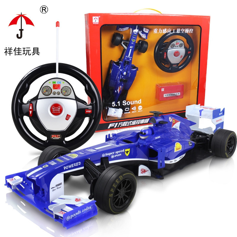 祥佳 大型无线遥控车模型 F1法拉利方程式赛车1:12 儿童玩具汽车男孩可充电动汽车 727-AS5蓝色