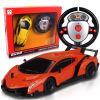 祥佳 兰博基尼方向盘遥控车汽车1：24儿童玩具男孩益智赛车漂移 车模型仿真玩具 727-AF20橙色电池版