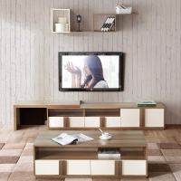 乔帝 茶几 现代简约茶几电视柜组合小户型客厅带抽屉储物茶桌子 橡木纹+荷花白
