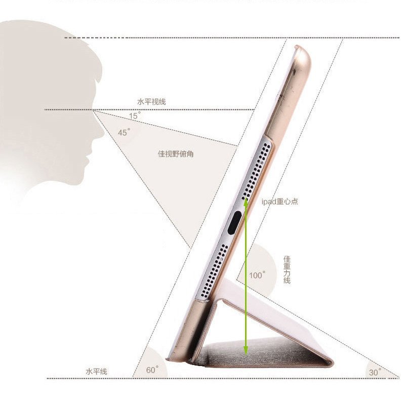 魅爱琳 ipadair保护套 蚕丝纹皮套 air1保护壳 ipad5保护套 苹果平板电脑外壳 翻盖支架 磨砂半透简约轻薄