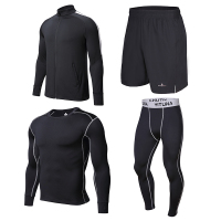 2020新款豪客虎健身套装男紧身衣四件套高弹力篮球紧身裤男士健身训练服套装