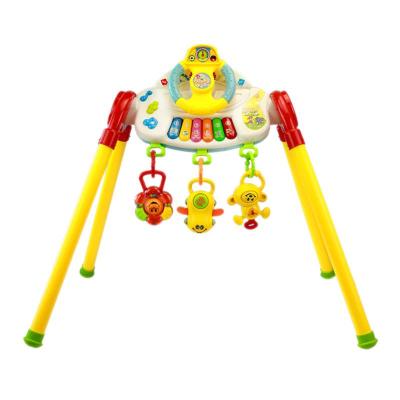新生儿健身架 摇铃 游戏盘 电子琴 四合一玩具 多功能 健身架黄色