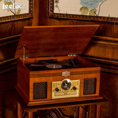理丹(LEETAC) L5202 迷你/组合音响 复古留声机CD音响仿古台式黑胶唱片机收音机 电唱机蓝牙音箱