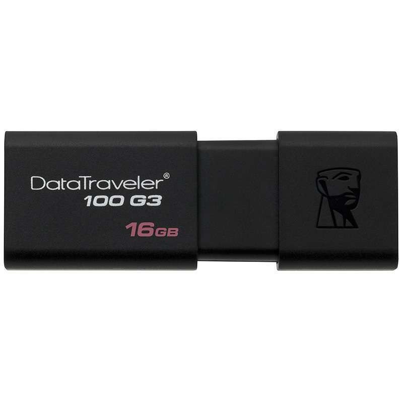 金士顿(Kingston)DT100G3 16GB USB3.0 U盘16g高速车载商务办公学生用16g优盘(黑色)
