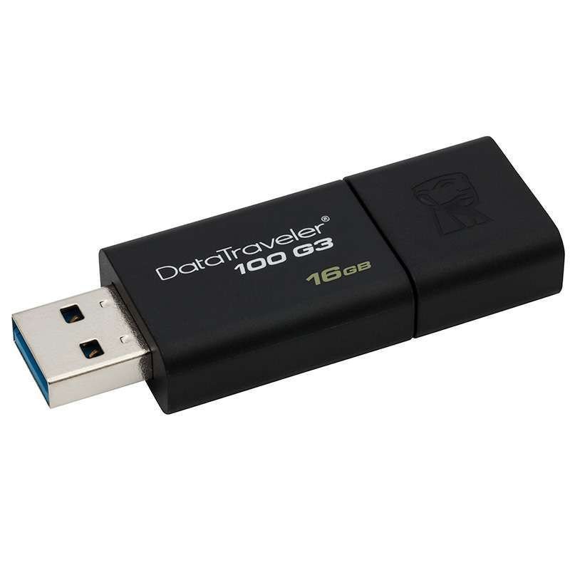 金士顿(Kingston)DT100G3 16GB USB3.0 U盘16g高速车载商务办公学生用16g优盘(黑色)
