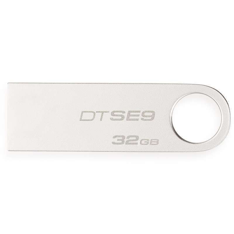 Kingston金士顿32gu盘DTSE9 32GB U盘USB2.0闪存盘32G金属超薄创意不锈刚车载优盘银色官方标配