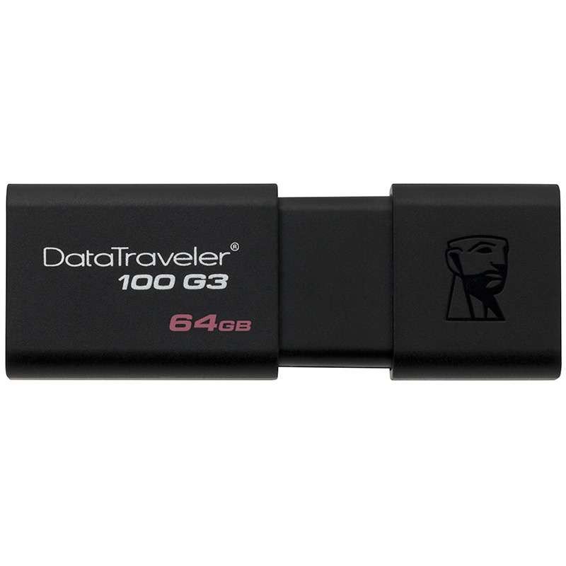 金士顿(Kingston)优盘DT100G3/64GB 优盘高速大容量商务办公学生U盘64g闪存盘USB3.0(黑色)
