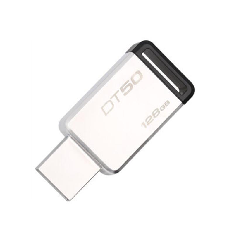 金士顿(Kingston)USB3.1 128GB金属U盘 DT50黑色迷你个性定制创意定制u盘激光刻字 文字定制