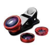 都纳DUNA C1手机镜头 拍摄自拍鱼眼拍照广角微距三合一镜头三星苹果华为小米OPPO手机通用(红色)