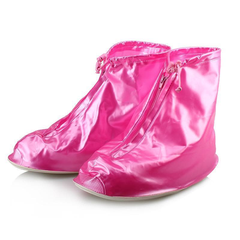 乾越(qianyue) 防雨鞋套女加厚底雨鞋时尚防水鞋套 儿童防滑下雨天雨靴套 粉色M号图片