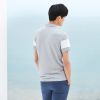 HLA海澜之家条纹镶拼短袖T恤2018夏季新品休闲短袖polo衫男HNTBD2E605A