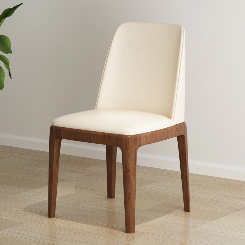 木帆家居(MUFAN-HOME)餐椅 椅子 简约现代实木餐椅 皮质座椅 木质特色椅子餐厅椅 休闲咖啡椅