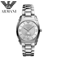阿玛尼(ARMANI)手表时尚典范钢链对表大表盘白色钢带石英男表AR0339