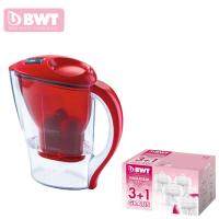 倍世（BWT）德国滤水壶家用直饮过滤器 2.5升 净水壶 红色 阻垢款2.5L一壶5芯