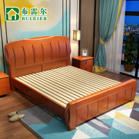 布雷尔（Buleier）床 实木床 卧室双人床 1.8/1.5米床 现代中式木质全实木橡木床1401可定做高箱床