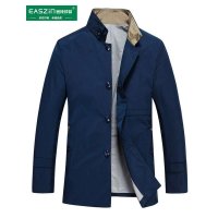 逸纯印品（EASZin）2015春装男式风衣韩版单排扣上衣外套中长款修身休闲商务大衣夹克风