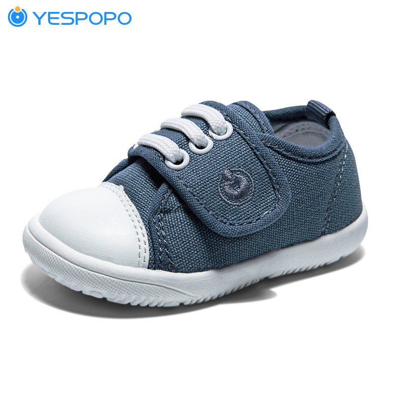 YESPOPO 防滑学步鞋 1-3岁软底宝宝鞋子机能鞋帆布男女童鞋婴儿鞋子 灰蓝色 150码/内长15cm