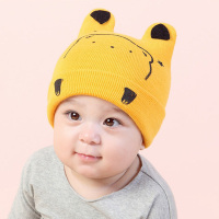 贝迪牛+秋冬新生婴儿男女童可爱双层棉线卡通套头帽婴儿帽子