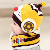 贝迪牛+婴儿童帽宝宝护耳帽围脖两件套儿童毛线帽