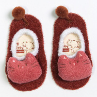 贝迪牛+婴幼儿袜套可爱卡通羽毛纱防滑公仔宝宝袜点胶儿童学步地板袜