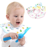 贝迪牛+【3条装】宝宝八角圆形360度旋转婴儿围嘴口水巾防水新生儿口水围兜兜