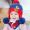贝迪牛+冬季加绒宝宝套头帽婴儿毛线帽围脖套装