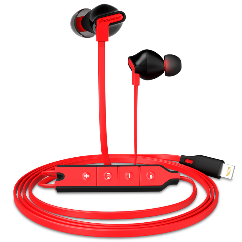 Pioneer/先锋 SEC-i800 入耳式主动降噪 Lightning接口ios苹果8手机耳机 红色