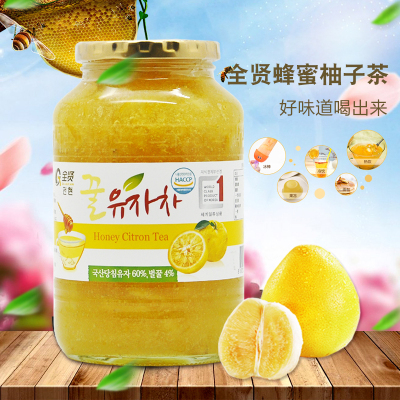 全贤 蜂蜜柚子茶2kg大瓶餐饮装 韩国原装进口冲饮果味茶 奶茶原料