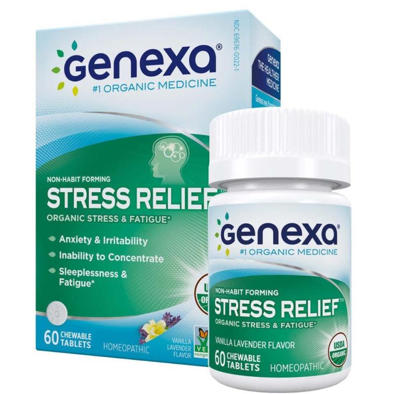 【美国苏宁直采】Genexa Health 缓解压力疲劳咀嚼片60粒/盒 美国进口 缓解压力 保健品