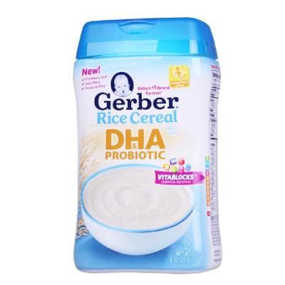 嘉宝米粉1段DHA大米米粉粥米糊婴儿辅食五谷类营养米粉227g进口3罐装