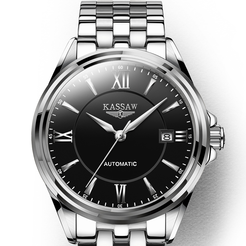 卡梭kassaw手表全自动机械表男表精钢带手表男士镂空时尚商务防水手表