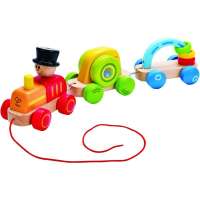 德国Hape 几何积木小火车 模型儿童玩具 木制拆装组装玩具 E0431