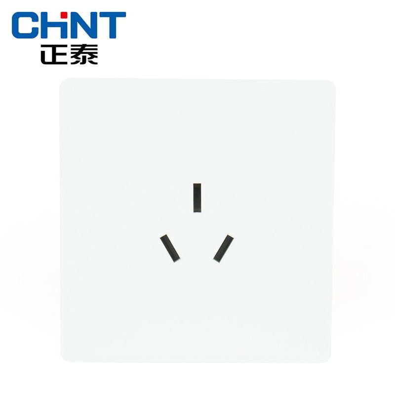 正泰电工墙壁开关插座new2d象牙白大面板三孔插座16a钢架