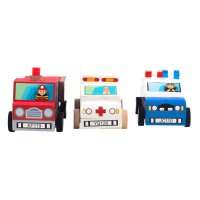 木歌_3-6岁儿童木制自制涂色DIY手工组装警车消防车救护车亲子互动玩具