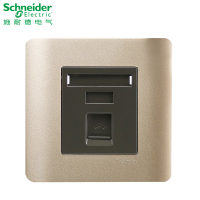 施耐德电气（Schneider Electric）开关插座 单联电话插座 墙壁电话面板弱电插座 轻点 格调棕