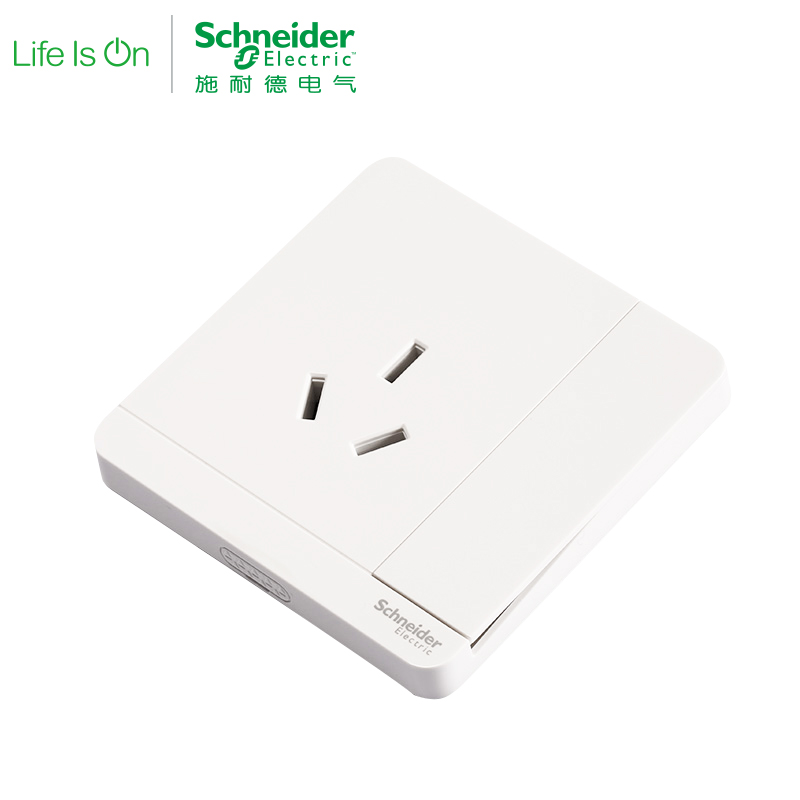 施耐德电气 （Schneider Electric）带开关一开三孔 空调墙壁电源插座面板16A绎尚镜瓷白