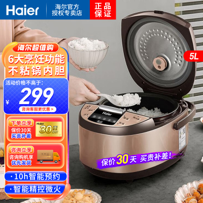 海尔(Haier)电饭煲家用电饭锅5升大容量5-8人多功能煮饭锅 HRC-F5292N