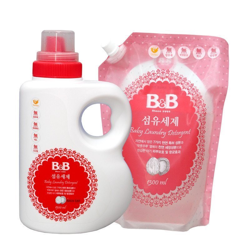 韩国保宁bb婴儿纤维洗衣液洗涤剂香草型1500ml1300ml