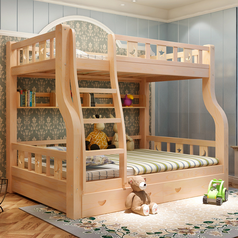 悦含儿童床实木床上下床子母床双层高低床松木两层上下铺 卧室家具组合成人母子床宿舍床